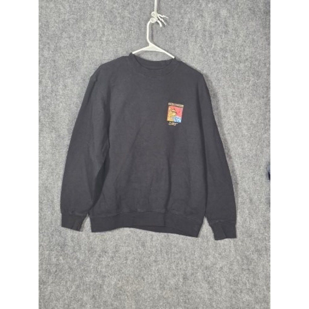 Lane Seven Black Graphic Sweatshirt Men's Japanese Cat Attack Design Crewneck XL